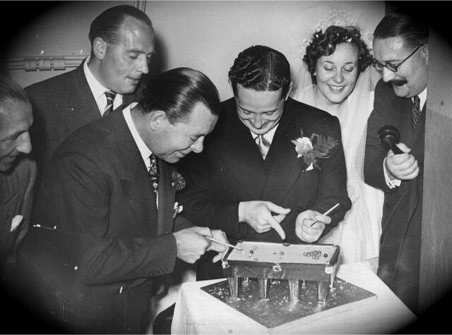 Horace Lindrum and Joy White at St. Martin-in-the-Fields, 5 July 1949